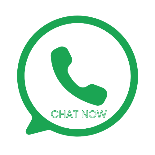 Green chat bubble icon for WhatsApp featuring a phone symbol and the text "Chat Now".